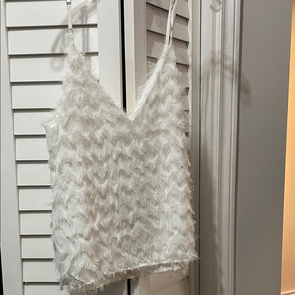 Cupshe White Feathered Camisole Top